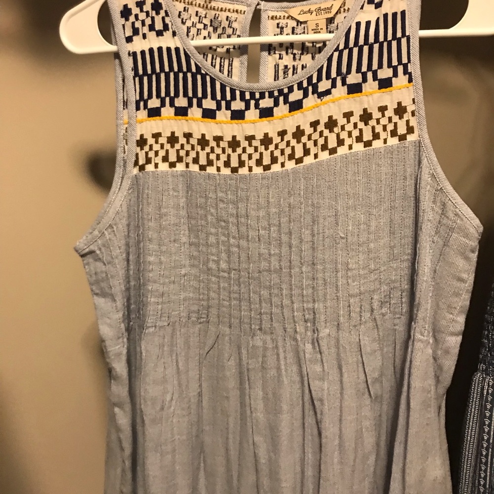 Lucky brand blue embroidered tank top